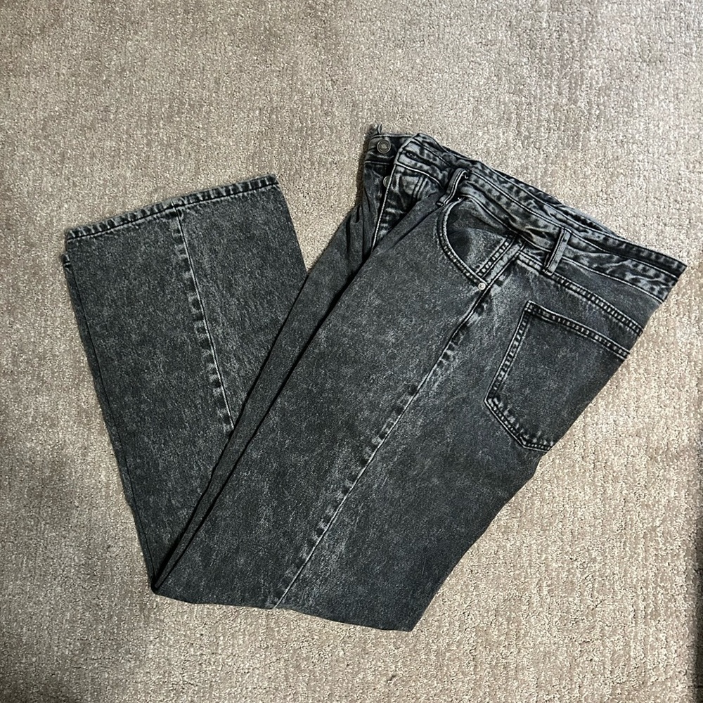 KanCan Wide Leg Faded Black Jeans